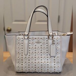 Coach Ivory Tote with Floral Accents